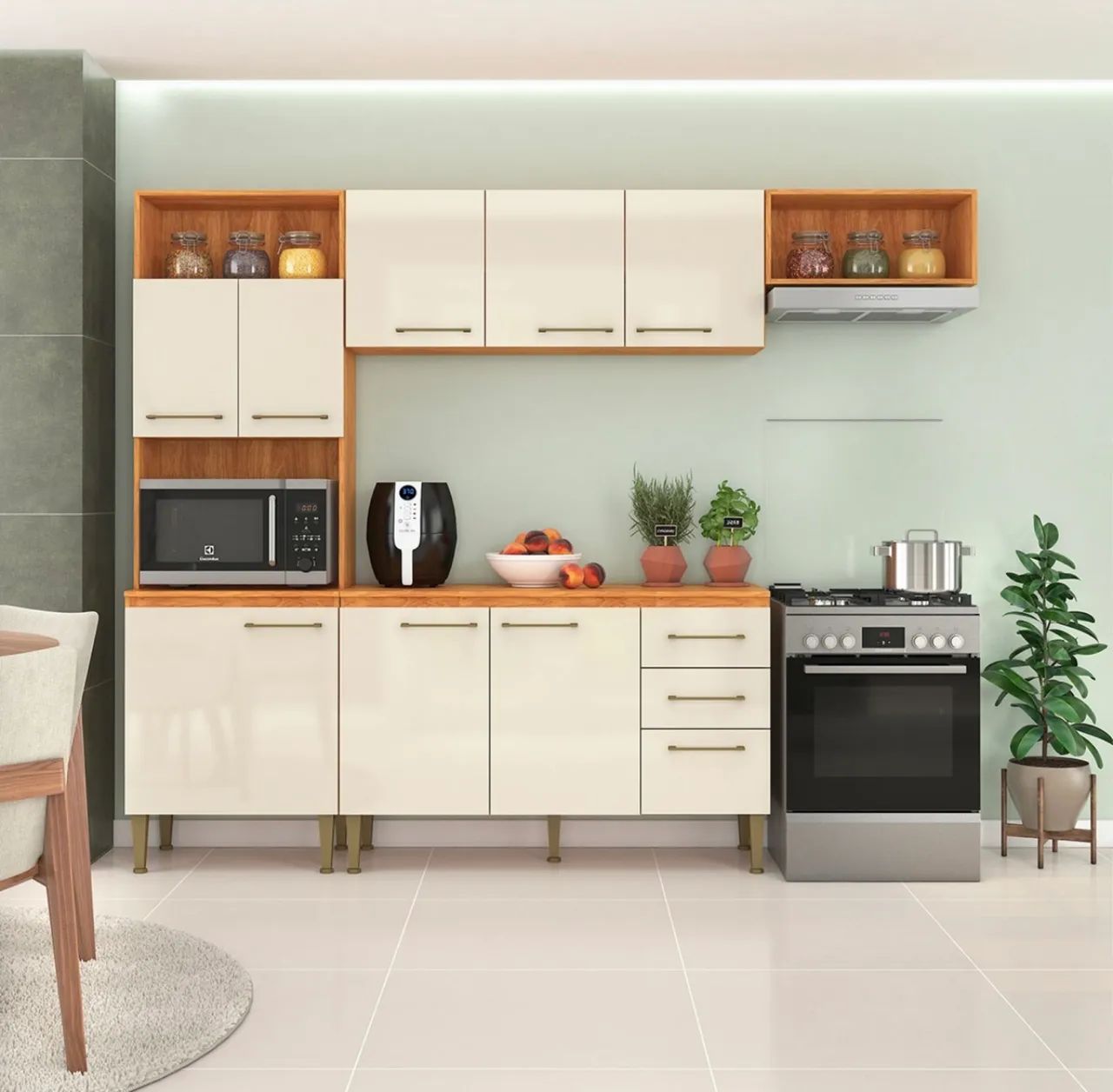 Cozinha Completa Serena 2,40 m Cinamomo e Off White - Foto 3