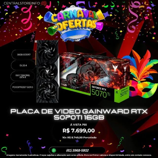 Placa de Vídeo Gainward RTX 5070 Ti 16GB GDDR7