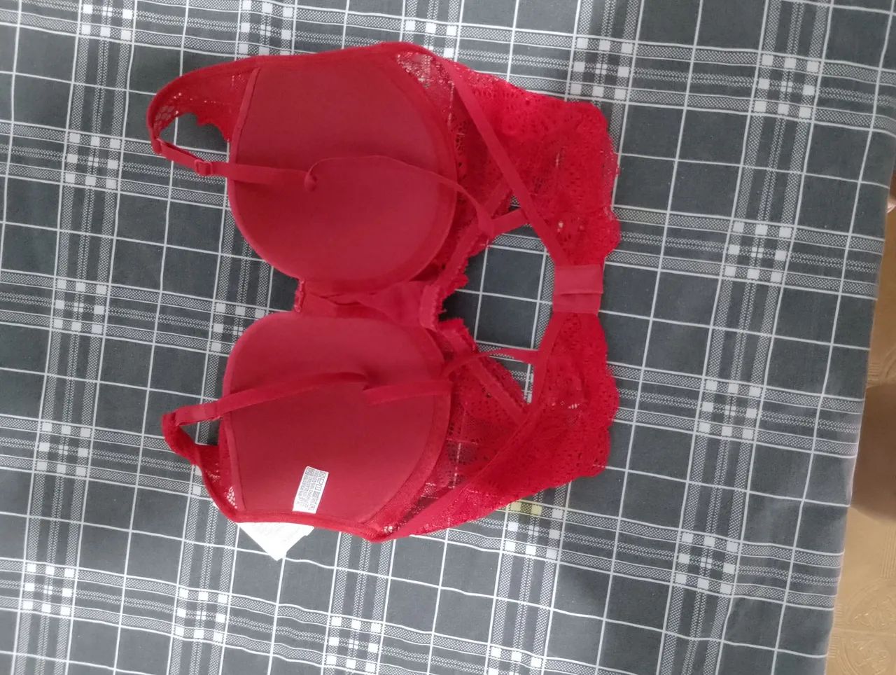 Sutiã de renda meia taça vermelho  - Foto 4