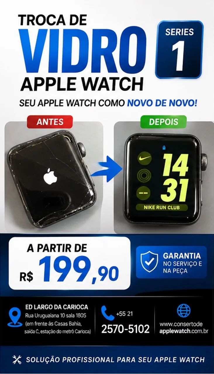 CONSERTO DE APPLE WATCH 1 TRINCADO 
