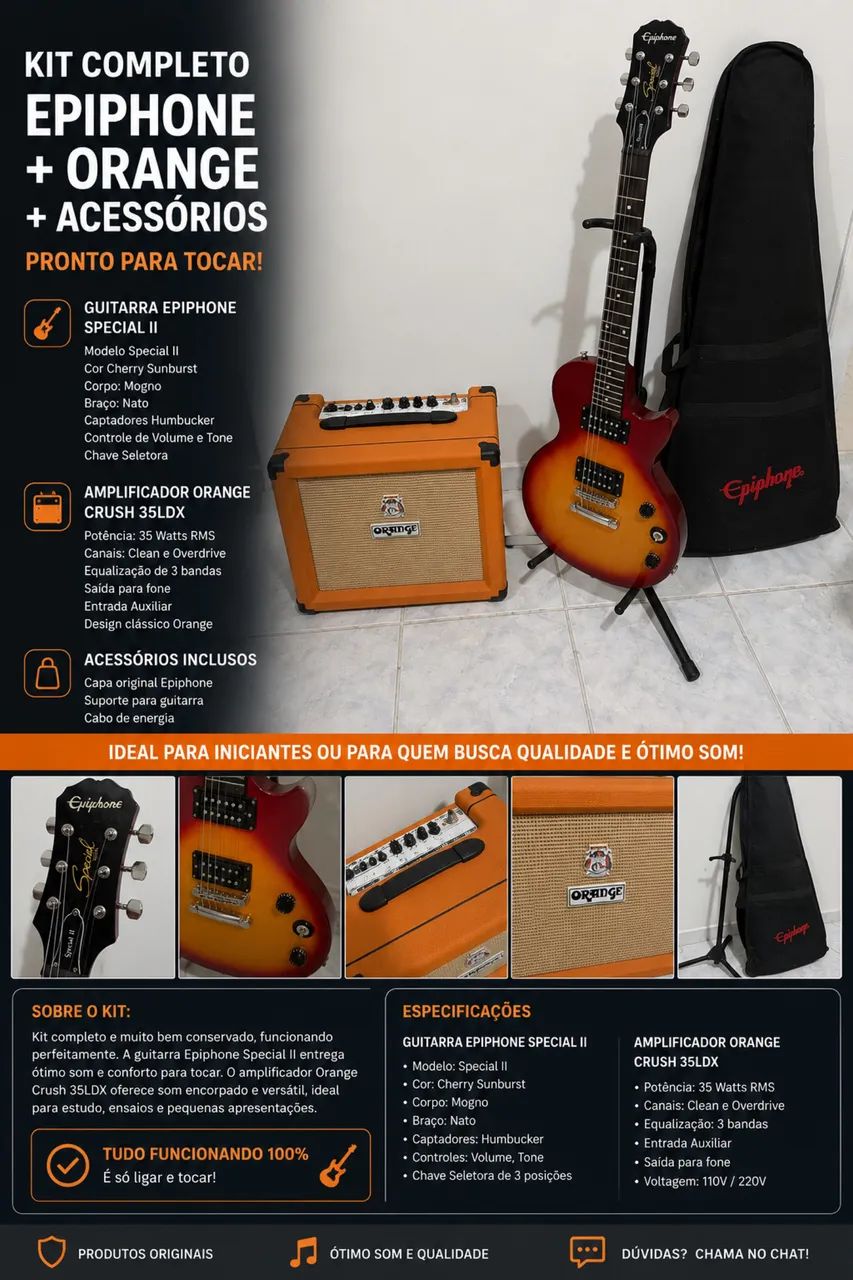 Combo Guitarra epiphone + caixa orange 