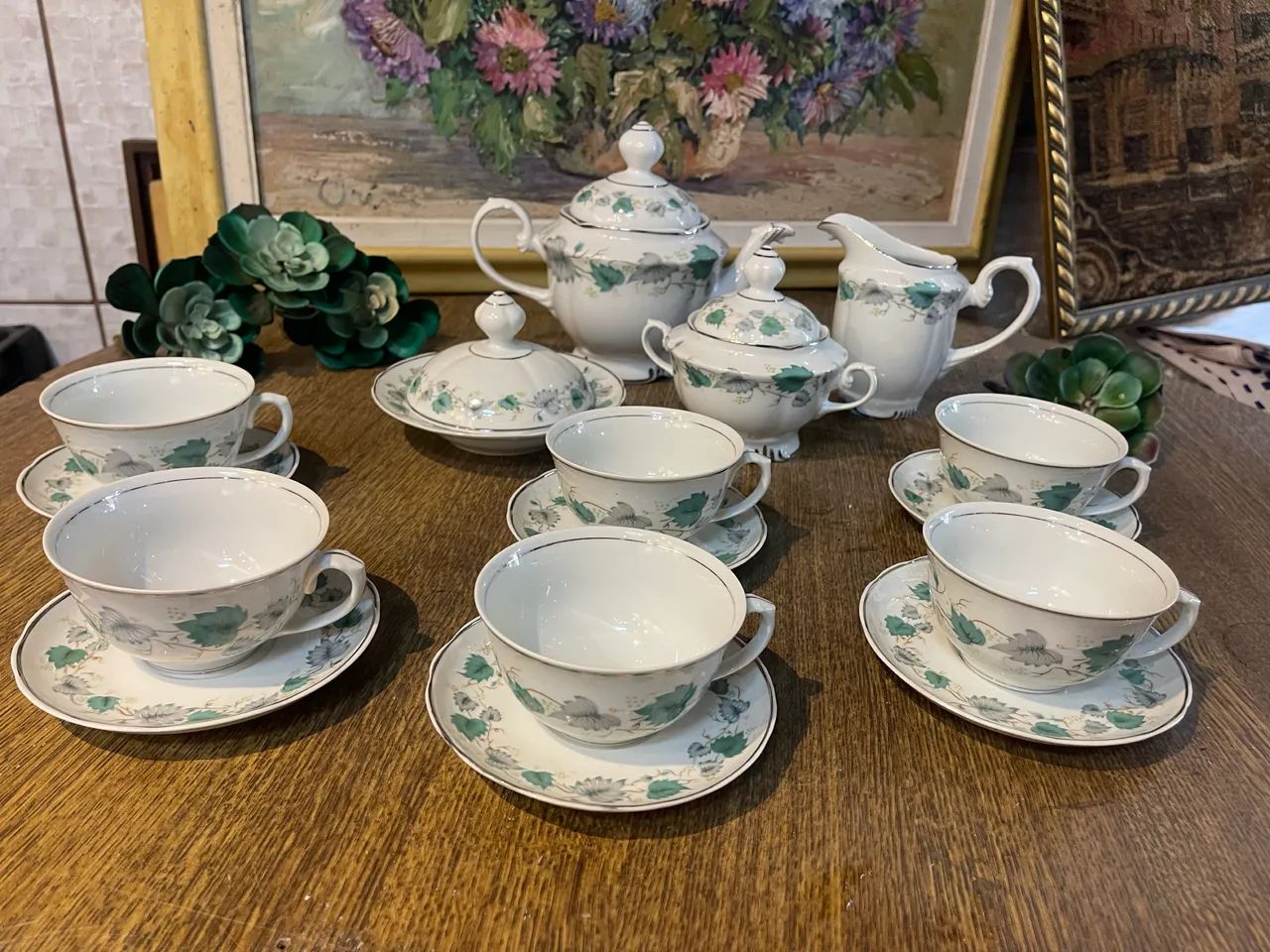 Jogo de chá porcelana real 