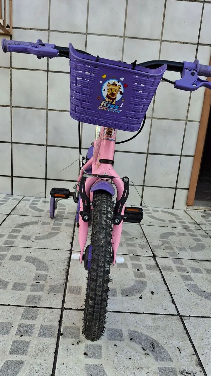 VENDO BICICLETA ARO 16, PARA MENINA COR ROSA E ROXA - Foto 4