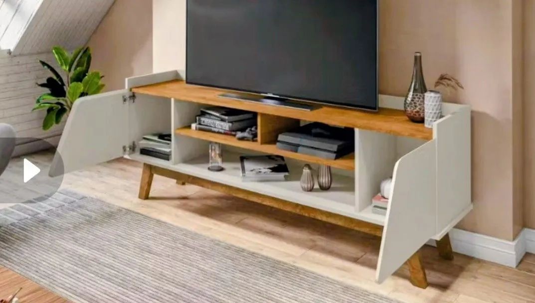 Rack Sala Turim para TV até 65 Polegadas com Pés Madeira - Foto 2