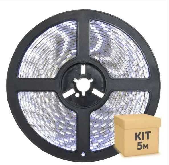 Fita LED 5 metros - cor branco frio 300 leds com Fonte - Lacrado - loja física - Foto 3