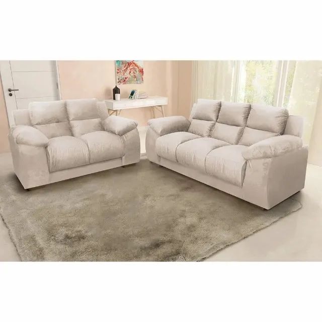 Conjunto de Sofa Luna 2 e 3 Lugares TecidoVeludo - Estofar - Foto 3