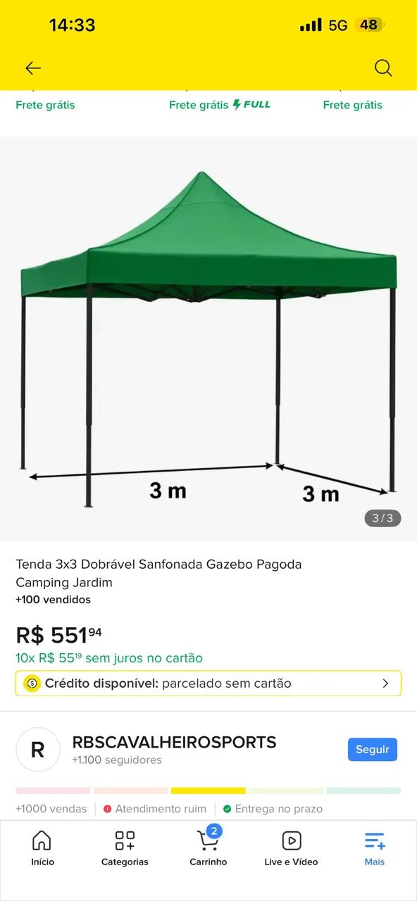 Gazebo verde 3x3 - Foto 3