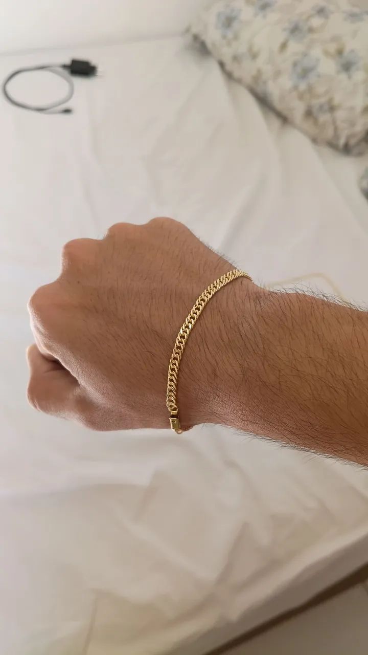 PULSEIRA ELO DUPLO 4MM 21CM MOEDA ANTIGA  - Foto 3