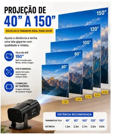 Projetor HY320 390 ANSI Full HD WiFi 6 4K Android Bluetooth 150 Polegadas HDMI USB Control - Foto 3