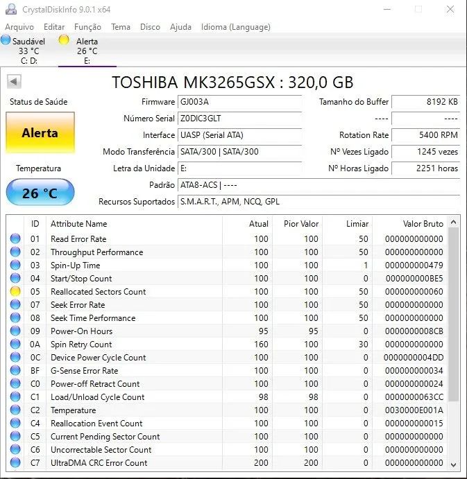 HD Notebook Toshiba 320GB - Com alerta - Foto 3