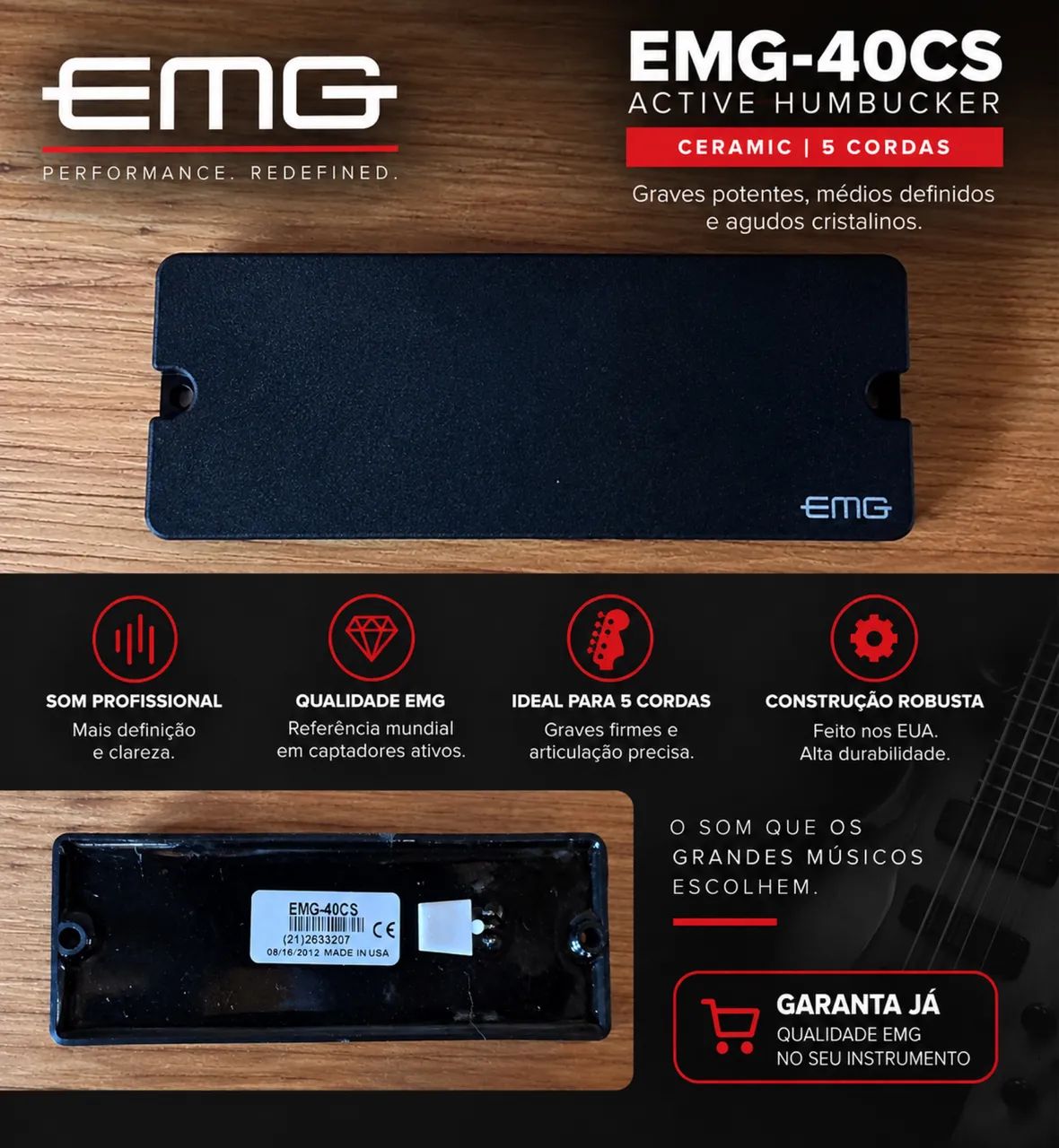 Captador EMG-40CS para baixo 