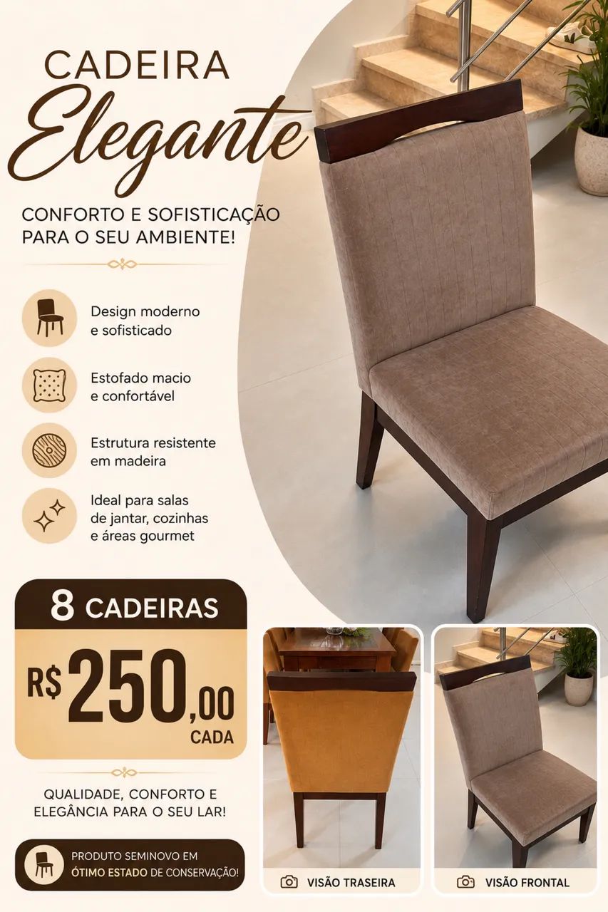     8 Cadeiras Estofadas - Apenas R$ 250 Cada