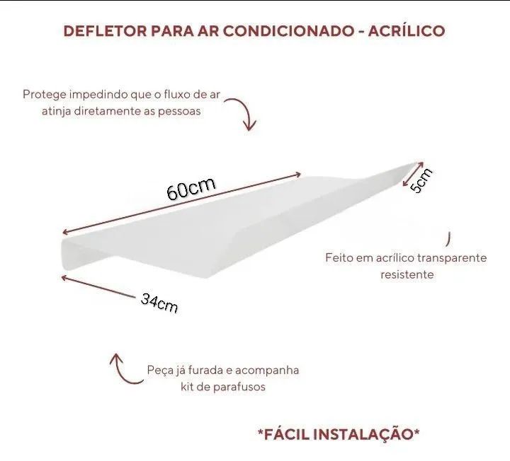 Kit com 2 defletores de Ar condicionado acrílico. - Foto 2
