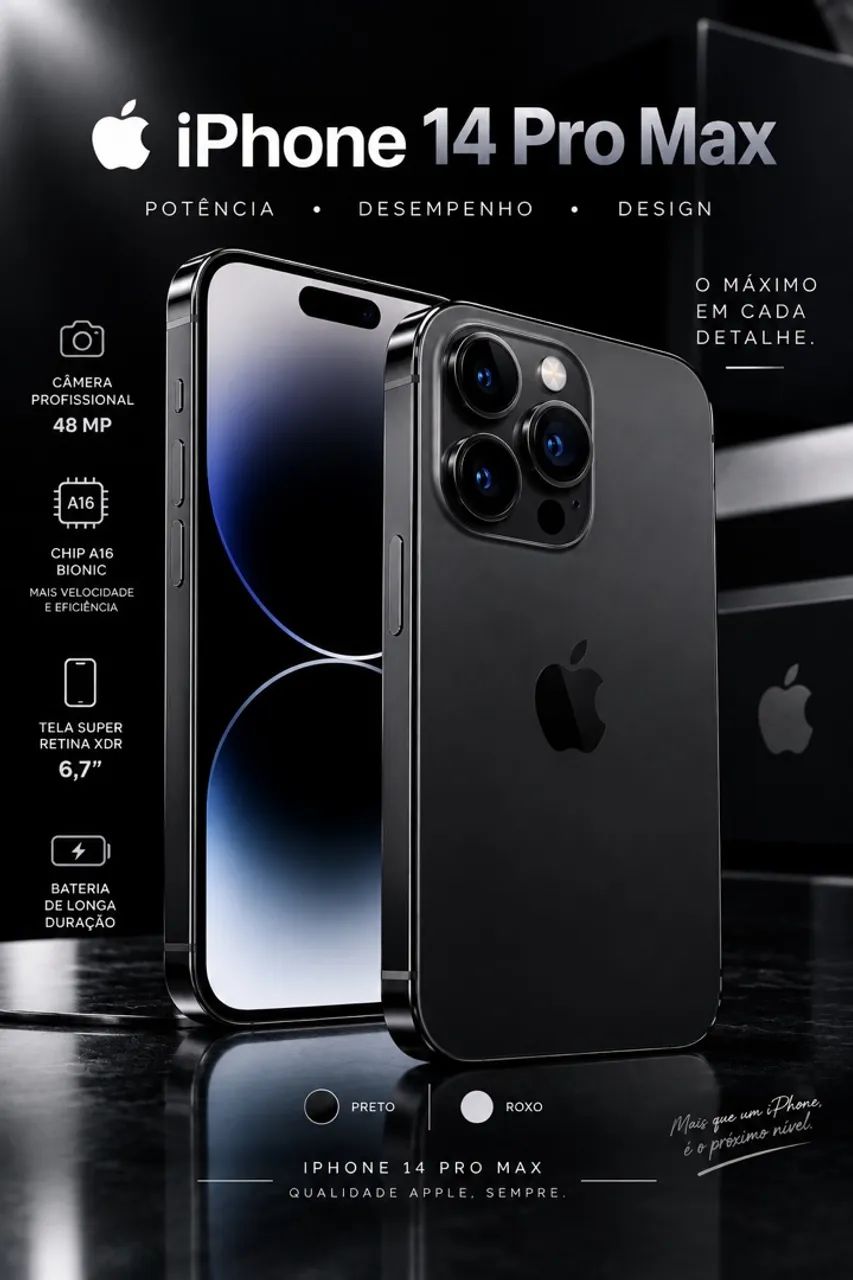 Iphones 14 pro max - Roxo e Preto 128gb - Foto 3