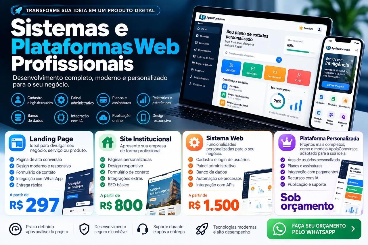 Desenvolvimento de Sistemas SaaS, Plataformas Web e Apps