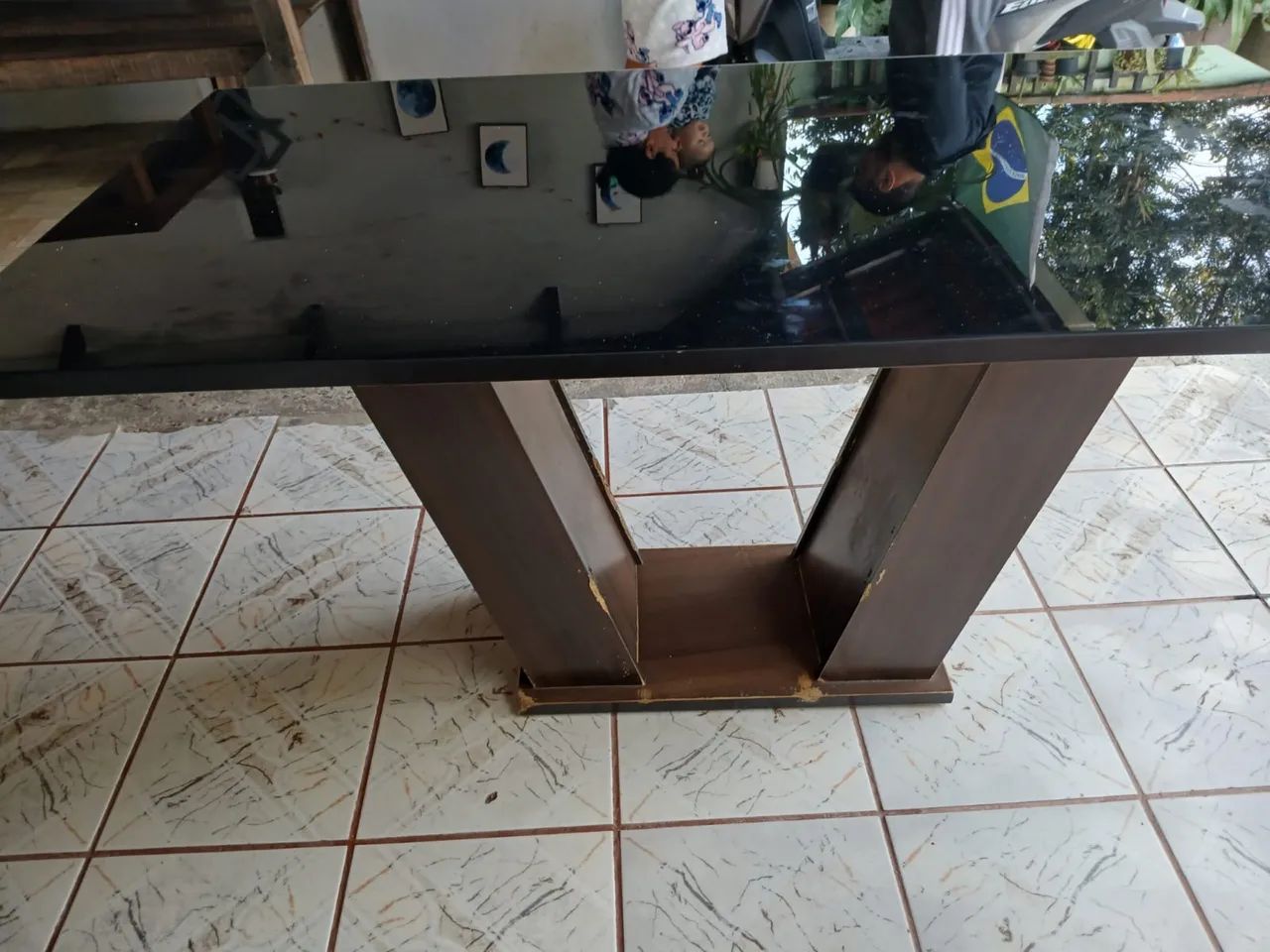 Mesa tampo de vidro 