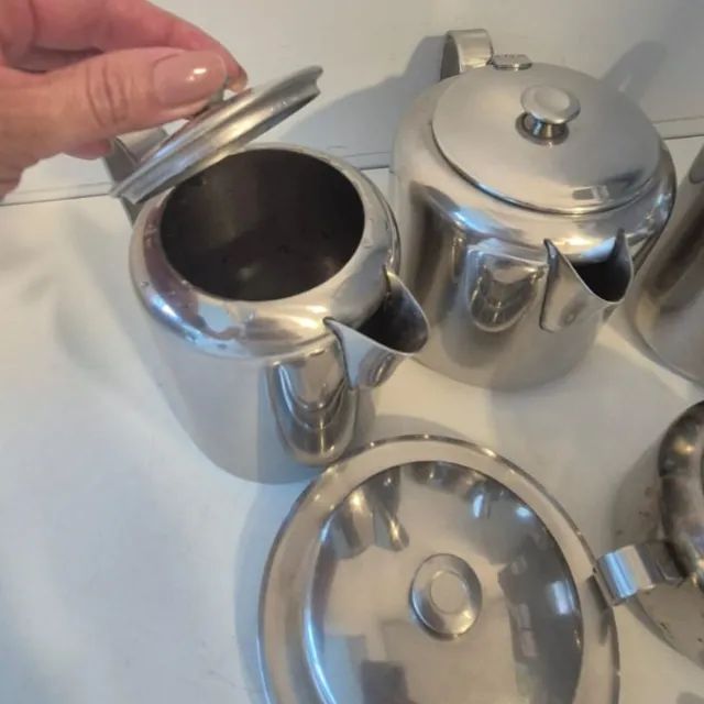 Conjunto De Café E Chá Antigo Em Aço Inox  - Foto 2