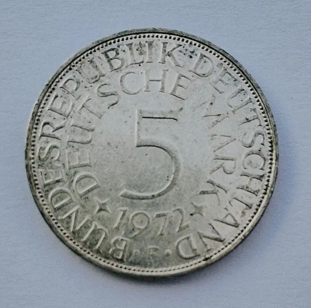 Moeda de 5 marcos alemães de 1972 de prata