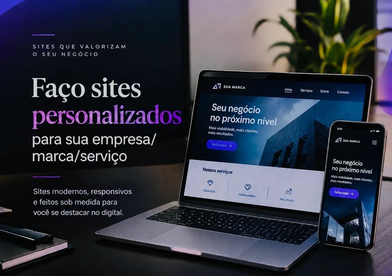 Crio Site personalizado para sua loja, marca, empresa e serviço