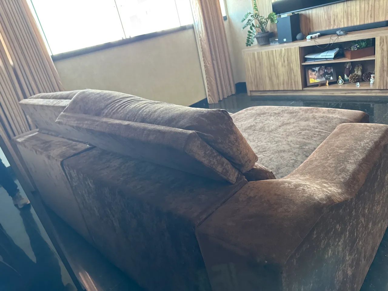 Sofá com chaise marrom  - Foto 2
