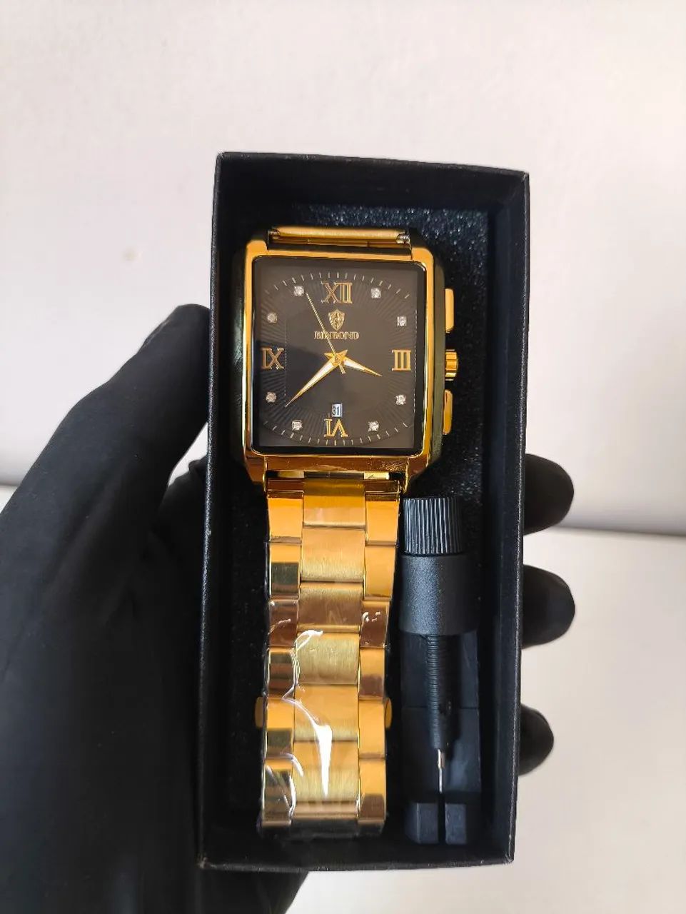 Relógio Masculino BINBOND Dourado - Foto 3