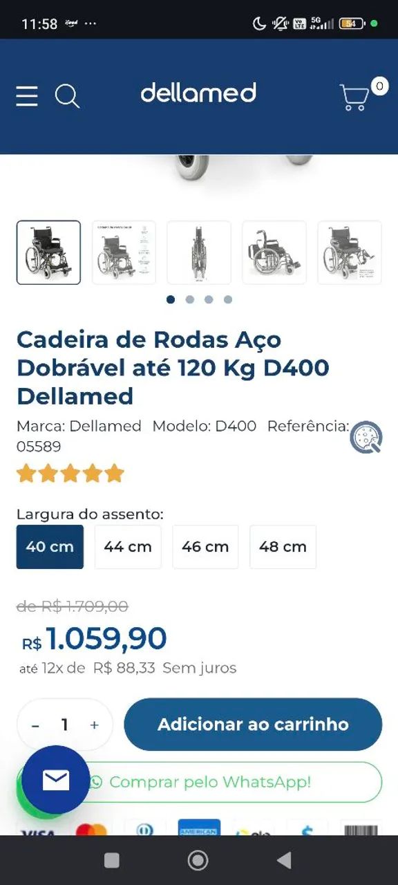 Cadeira de rodas dellamed D400 - Foto 5