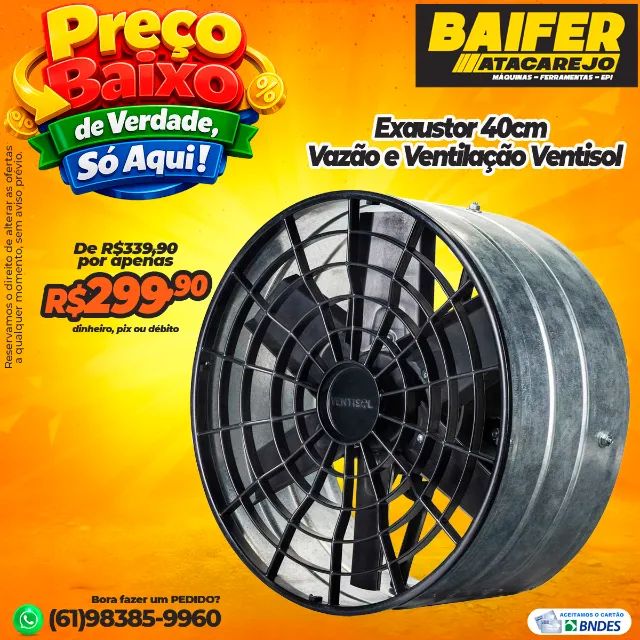 Exaustor 40cm Vazão e Ventilação Ventisol