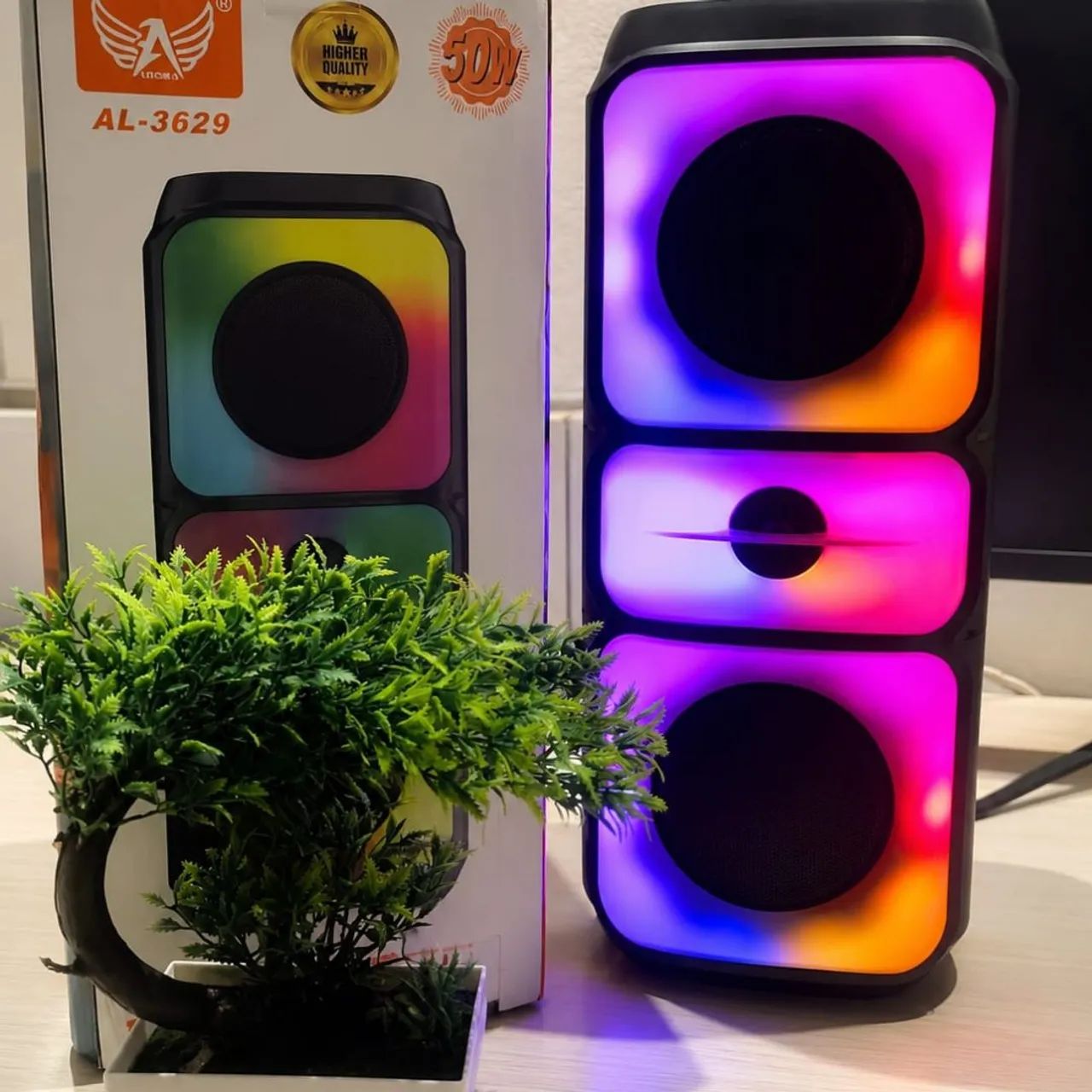 CAIXA DE SOM BLUETOOTH 50W COM LED