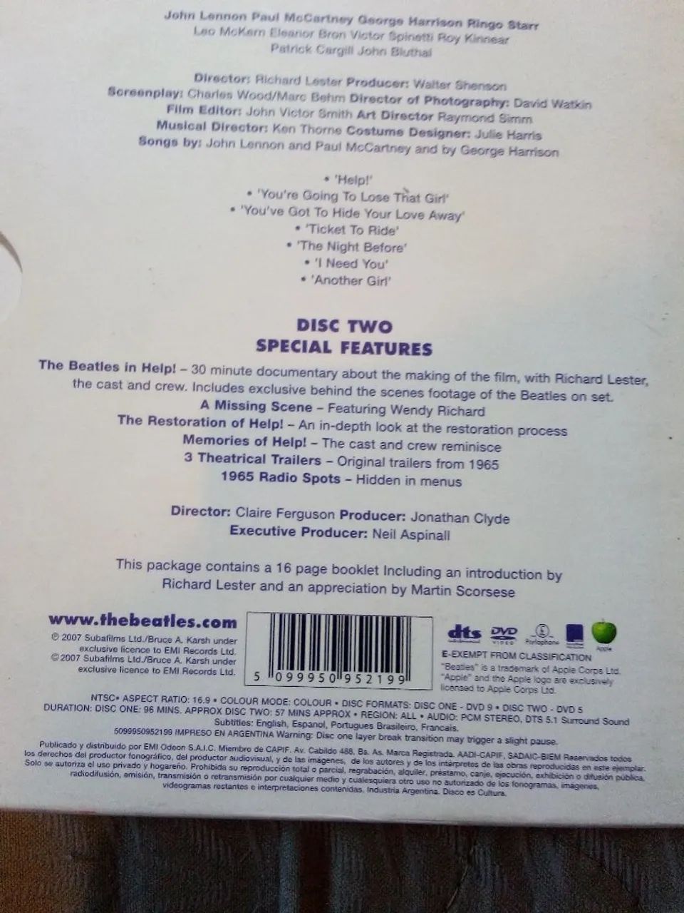 DVD duplo The Beatles Help! Digipack original importado da
