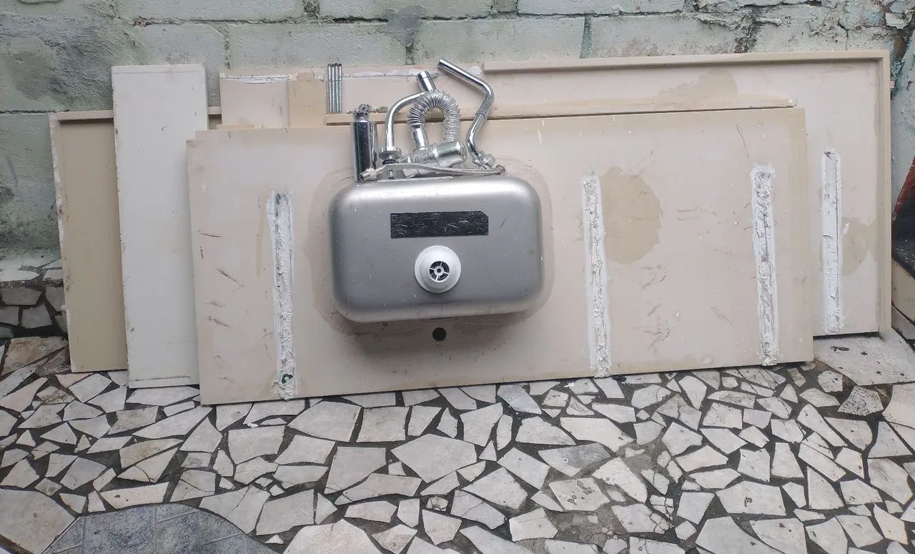 Pia Completa Bancada + Faixas Tudo Em Granito Quartzito Na cor Beje Completo Com 19 Itens - Foto 4