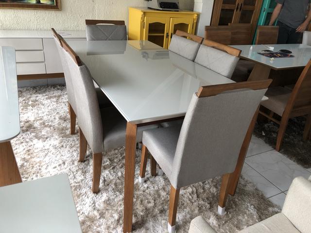 Mesa Parma seis cadeiras madeira maciça - Foto 3