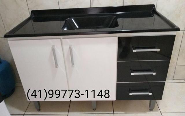 Pia 1,20 Corrediças e Tampo. NOVA. ENTREGAMOS - Foto 4