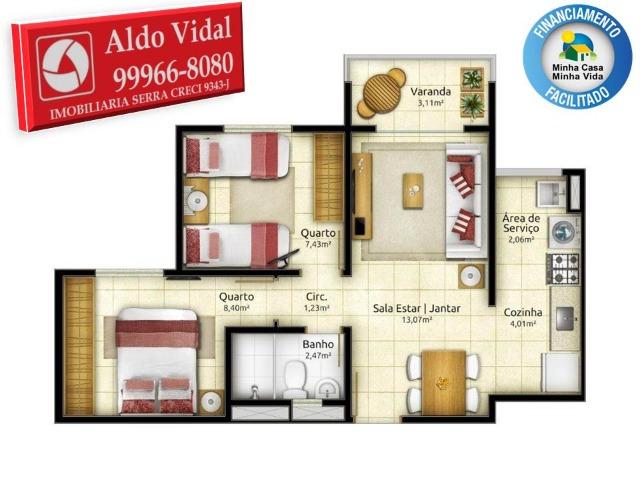 ARV100- Seu A.P.Ê Novo pronto para mora, 2Q C/Varanda no-Via-Sol-Morada Laranjeiras - Foto 13