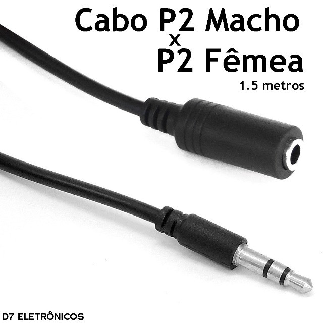 Cabo Extensão P2 1,5 metros Macho x Fêmea