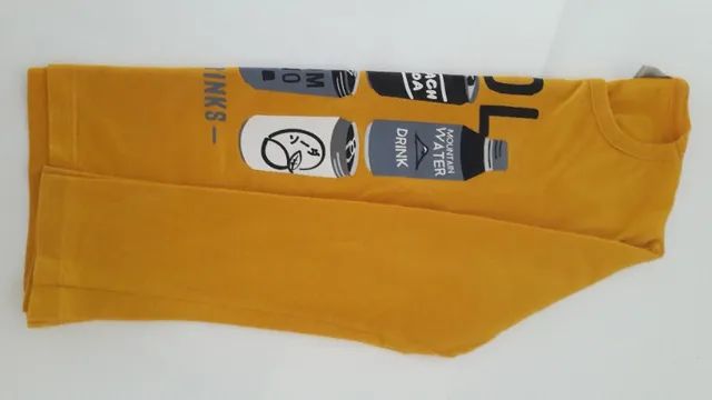 Camiseta Infantil Hering Kids Amarela Tam 8 -mangas compridas - semi nova - Foto 3