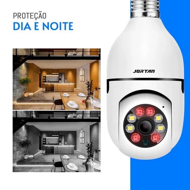 Câmera Segurança Lâmpada 360 Wifi Ip Full Hd Visão Noturna Jortan JT-8177  - Foto 2