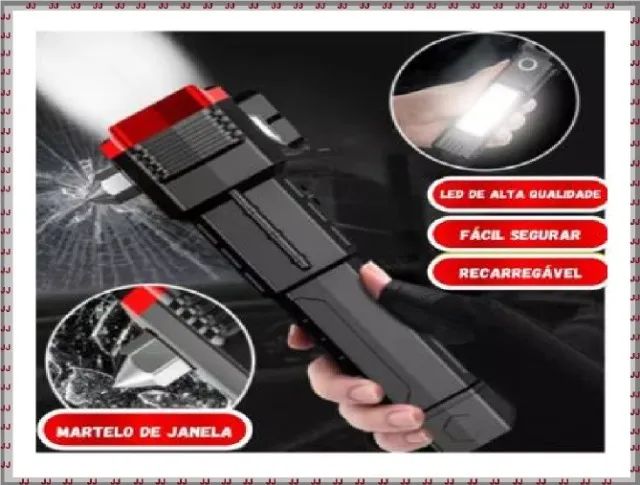 Lanterna Tática 4 Em1 Recarregável Potente Led Cor Da Luz Branco - Foto 2