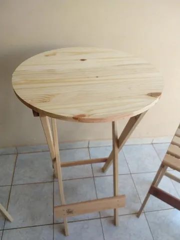 Jogo Mesa Bistro Alta Em Madeira  Com 2 Banquetas  - Foto 6