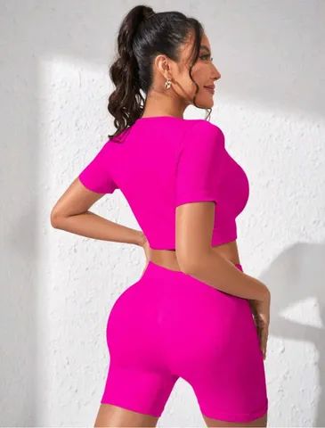 Conjunto academia short e top canelado  - Foto 3