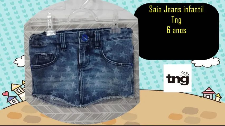 saia jeans infantil tng 6 anos