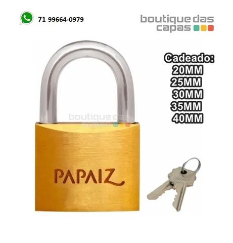 cadeado papaiz latão maciço com 2 chaves
