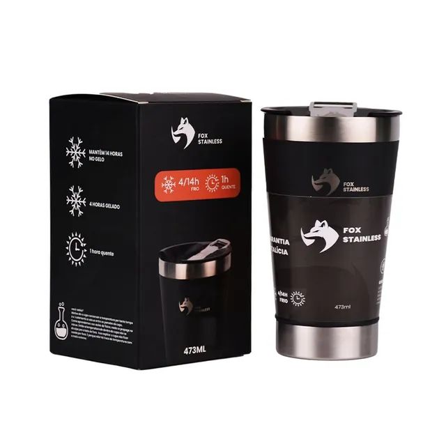 Copo Térmico Fox Stainless com tampa e abridor
