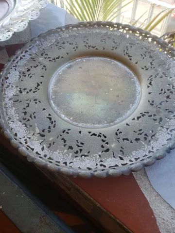 Kit fruteiras antigas metal prata cobre aço  - Foto 2