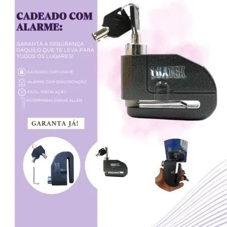 Cadeado Moto Bloqueio De Disco Bicicleta Antifurto Segurança - Foto 2