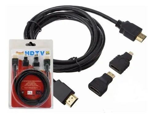 Kit Cabo Hdmi 3 Em 1 Hdmi Mini Hdmi Micro 1.5m Full 1080p  - Foto 2