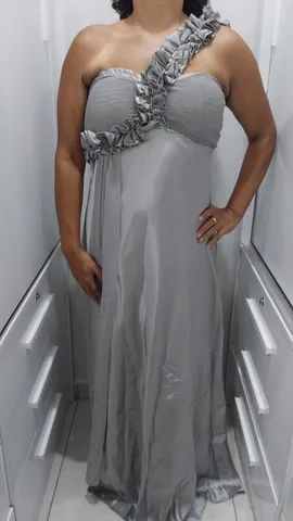 Vestido Formatura Prata Plus Size - Foto 5