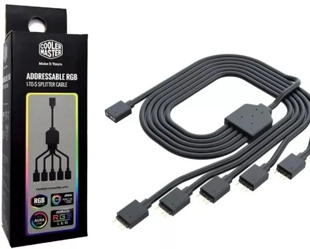 Extensor RGB Cooler Master Hub / Cabo Splitter Led Argb 1 A 5 / 5v 3p