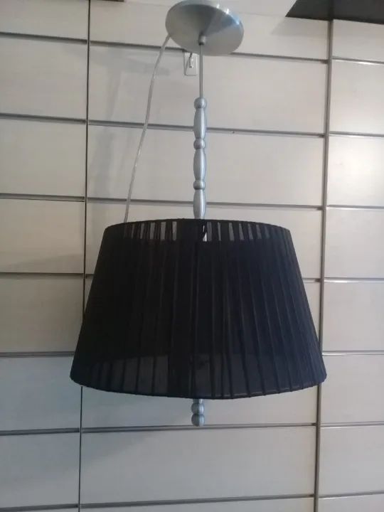 Lustre Pendente Cupula De Tecido para 1 lampada E27 com vidro leitoso