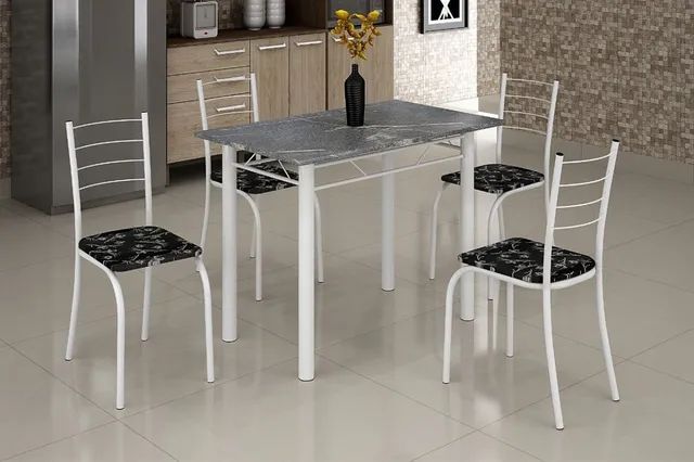 Mesa Granitada 100x60 com 4 cadeiras 3 cores 