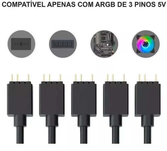 Extensor RGB Cooler Master Hub / Cabo Splitter Led Argb 1 A 5 / 5v 3p - Foto 2